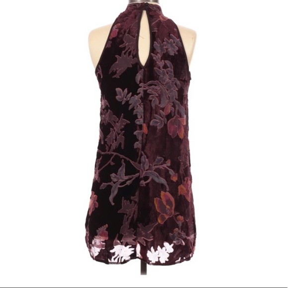 Band of Gypsies Velvet Wine Floral Dress Size XS - Picture 2 of 7